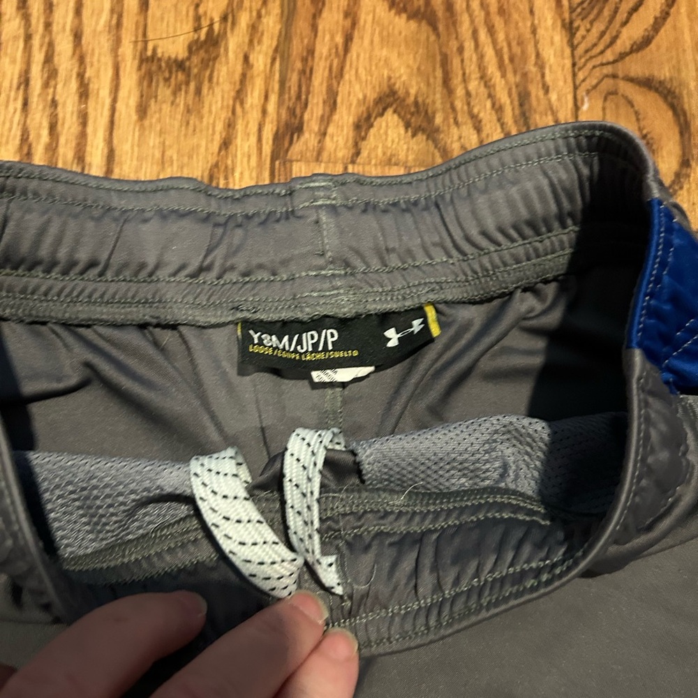 Under Armour Kids Gray Shorts with Blue Accents - Picture 2 of 3